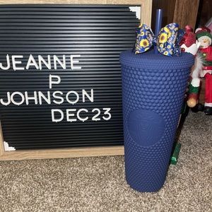 Matte navy Starbucks studded cup